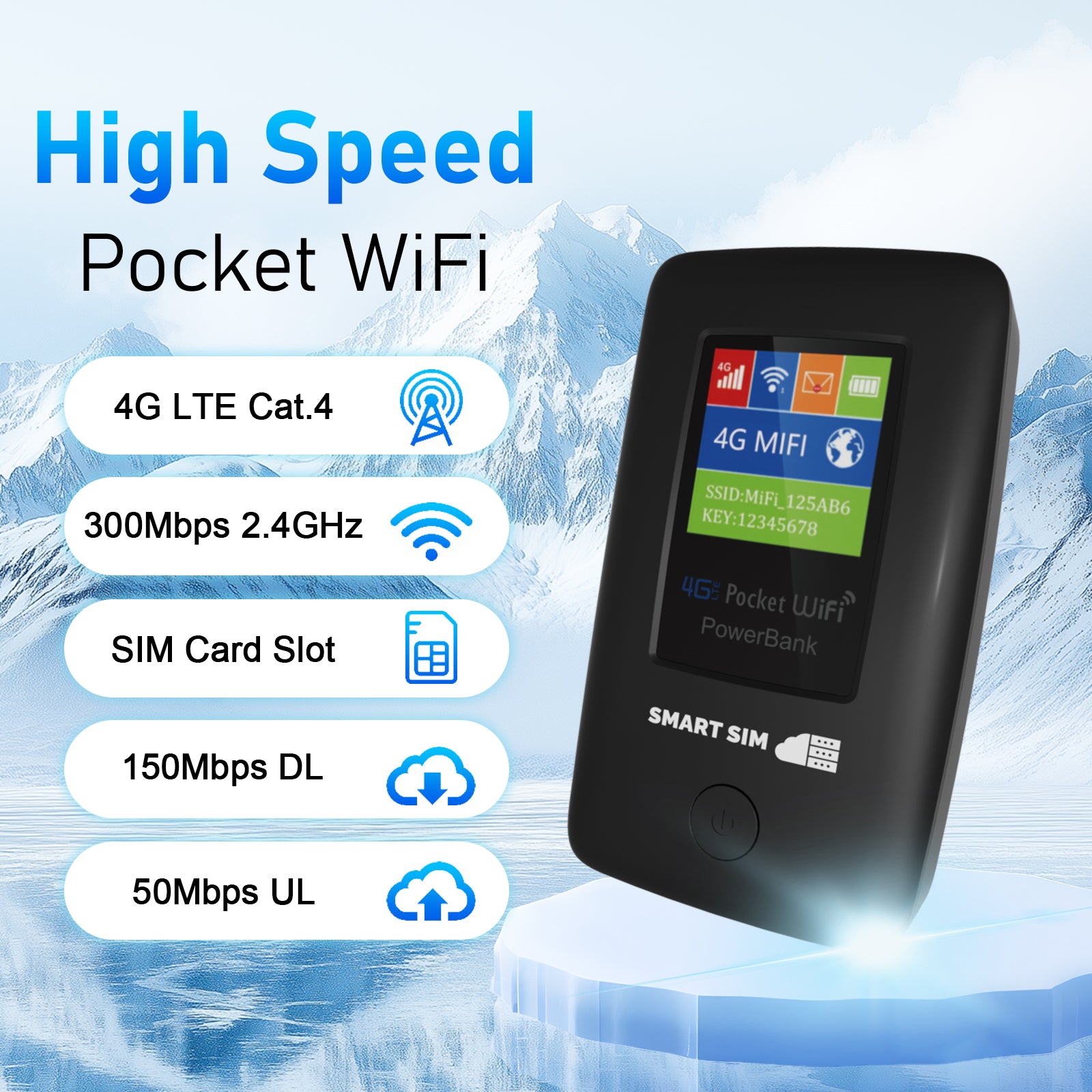 SmartSim 4G LTE WiFi Mobile Hotspot, USA & International WiFi Travel Portable Router, 6000mAh Battery +FREE SIM CARD