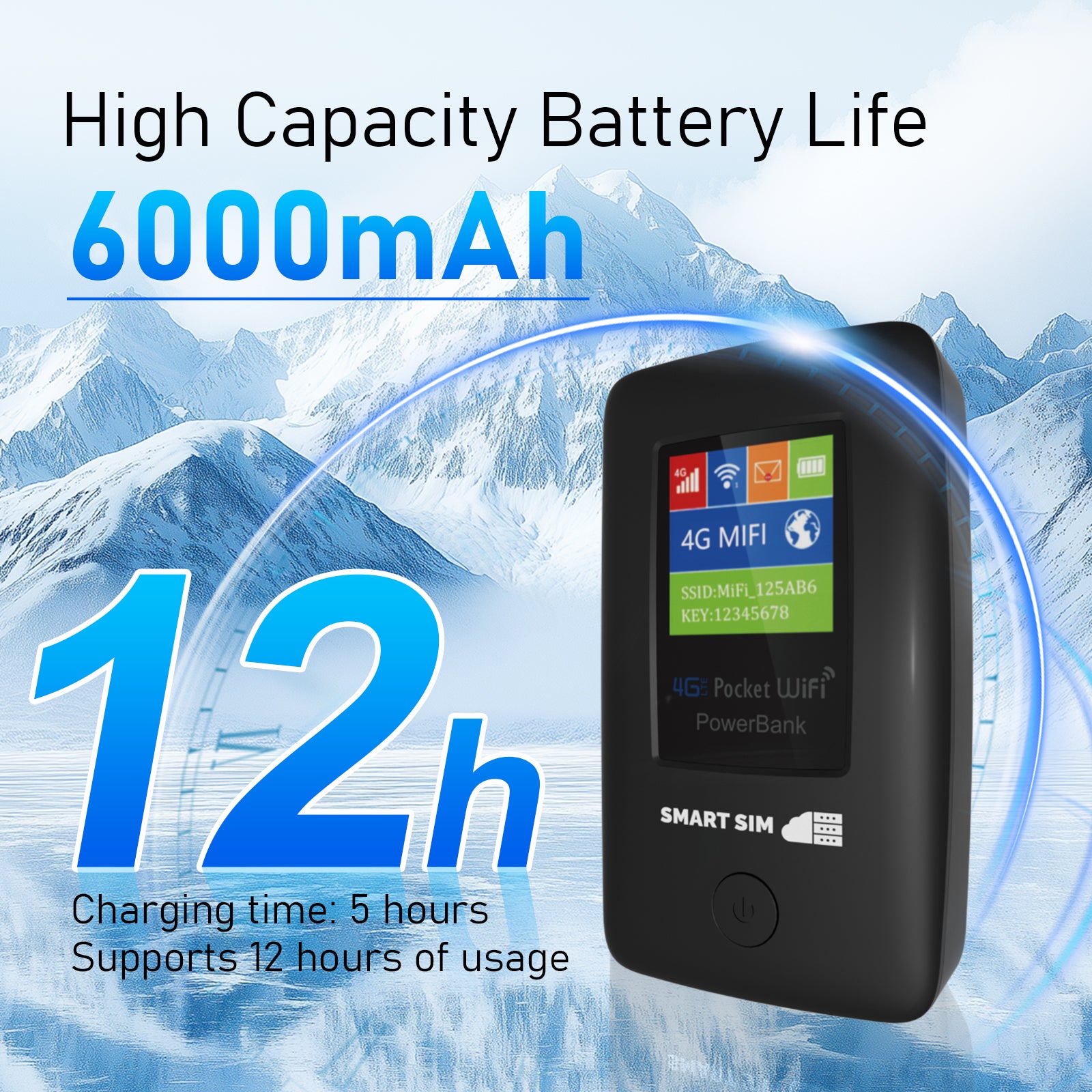 SmartSim 4G LTE WiFi Mobile Hotspot, USA & International WiFi Travel Portable Router, 6000mAh Battery +FREE SIM CARD