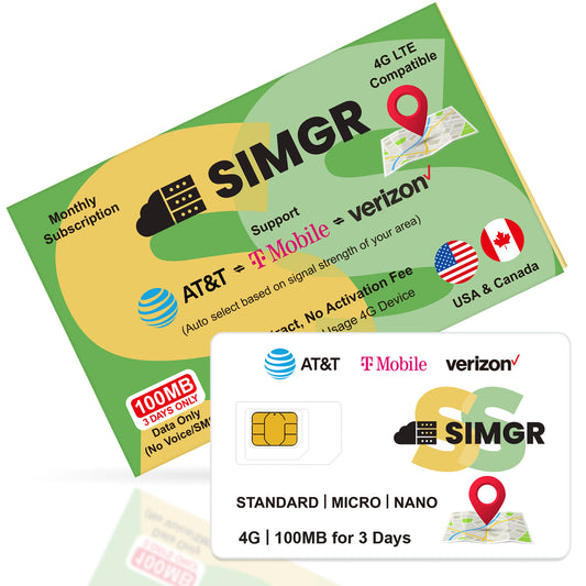 Prepaid Data SIM Card|Free 100MB |For any GPS devices