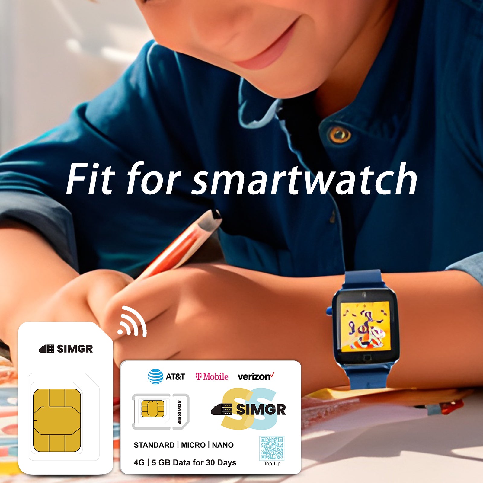 SIMGR Prepaid SIM Card USA Triple-Play Network 4G LTE--Include 5GB for 30 Days