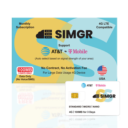 USA Only Prepaid SIM Card|FREE 100MB
