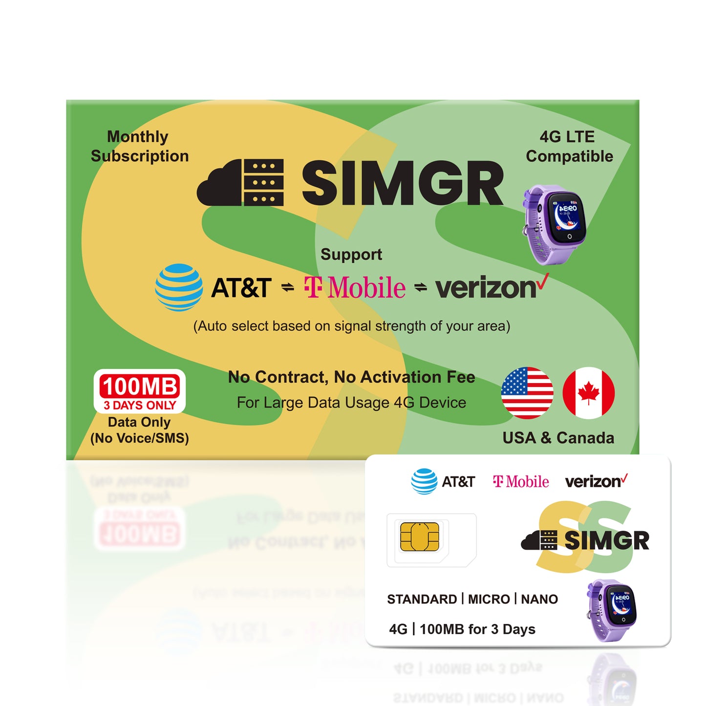 Prepaid Data SIM Card|Free 100MB |For Watch