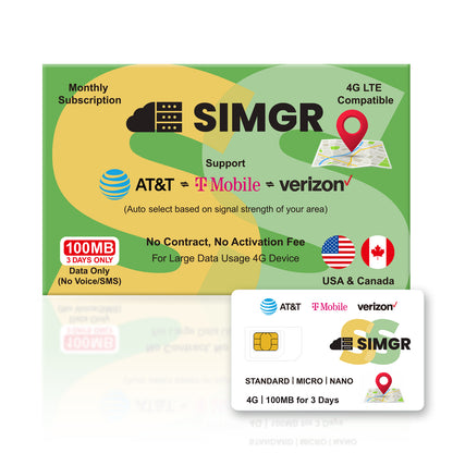 Prepaid Data SIM Card|Free 100MB |For any GPS devices