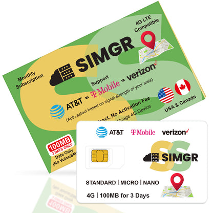Prepaid Data SIM Card|Free 100MB |For any GPS devices