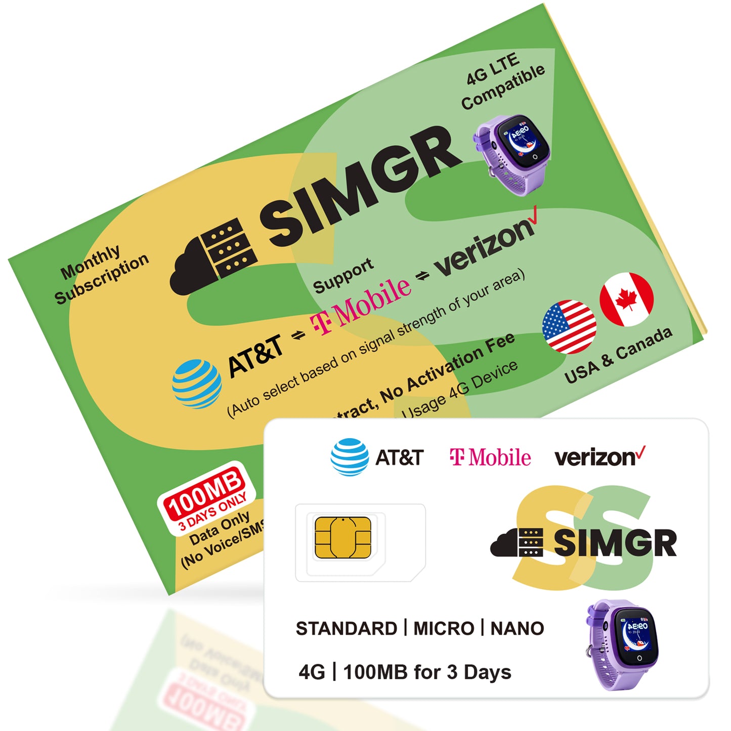 Prepaid Data SIM Card|Free 100MB |For Watch