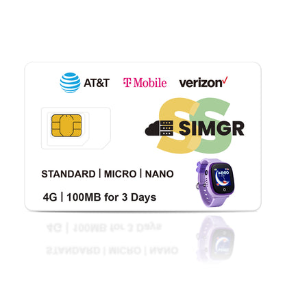 Prepaid Data SIM Card|Free 100MB |For Watch